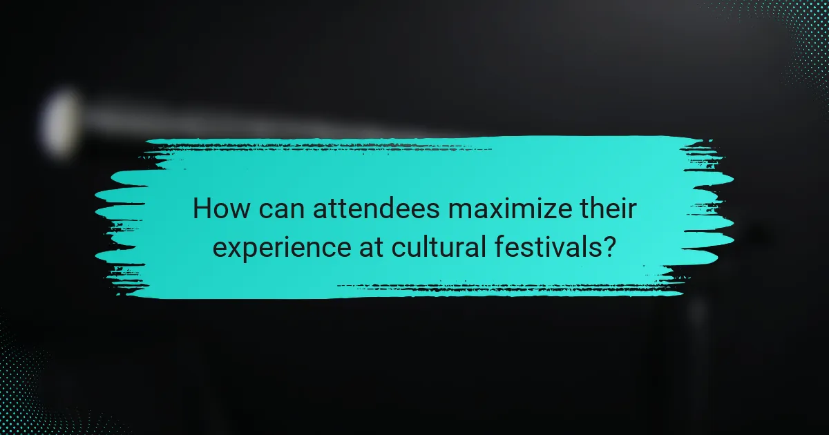 How can attendees maximize their experience at cultural festivals?
