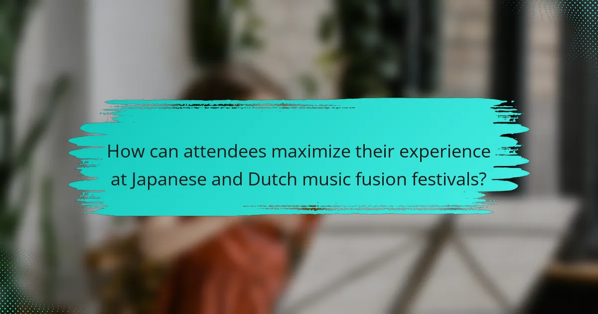 How can attendees maximize their experience at Japanese and Dutch music fusion festivals?